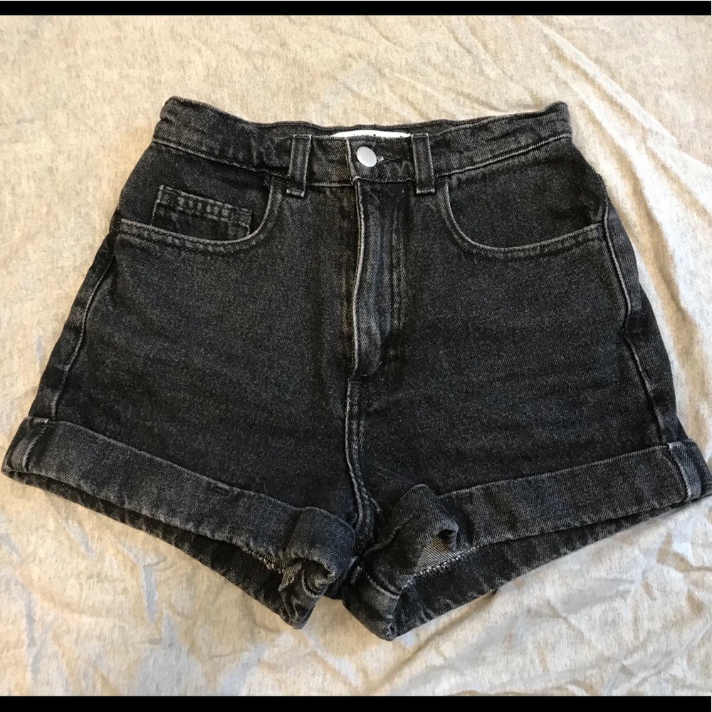 American Apparel black high waisted jean shorts